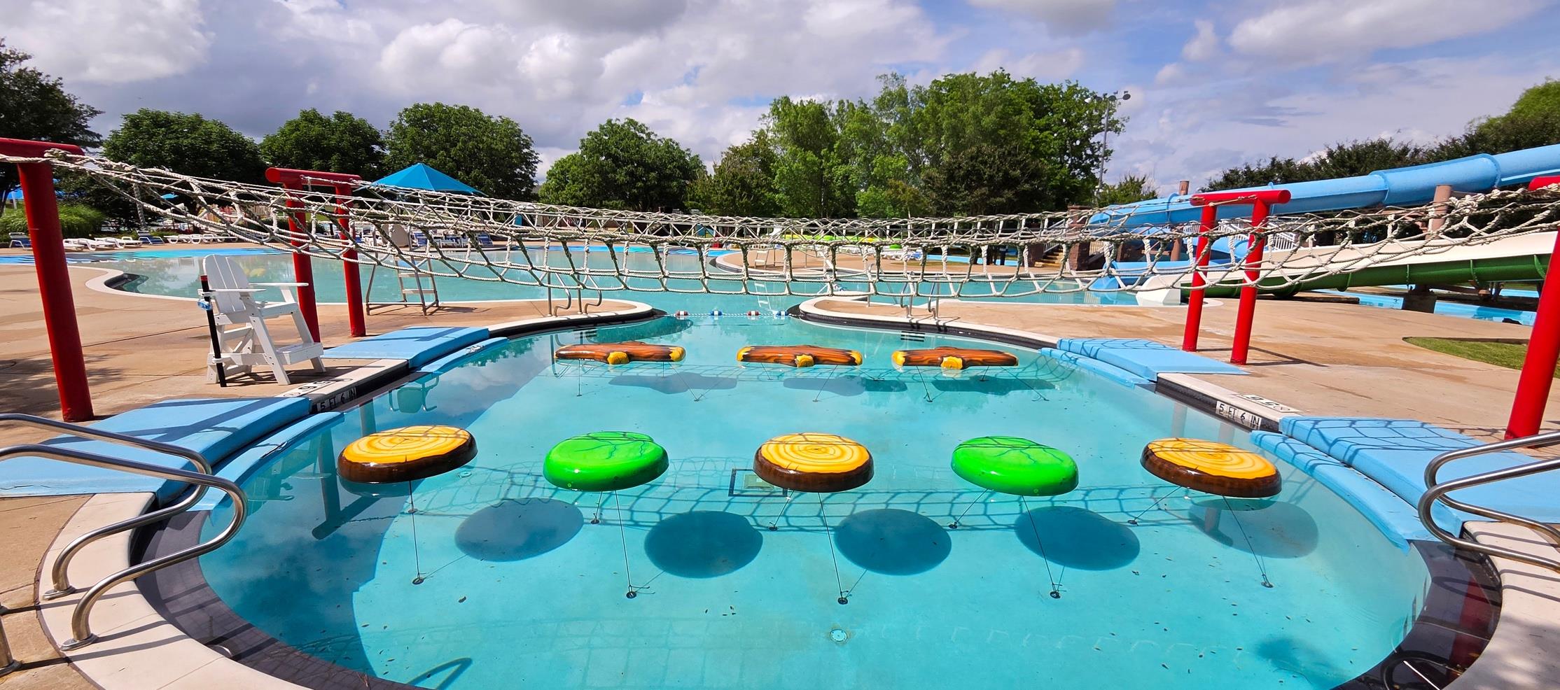 BoMar aquatic soft playground installed in a pool